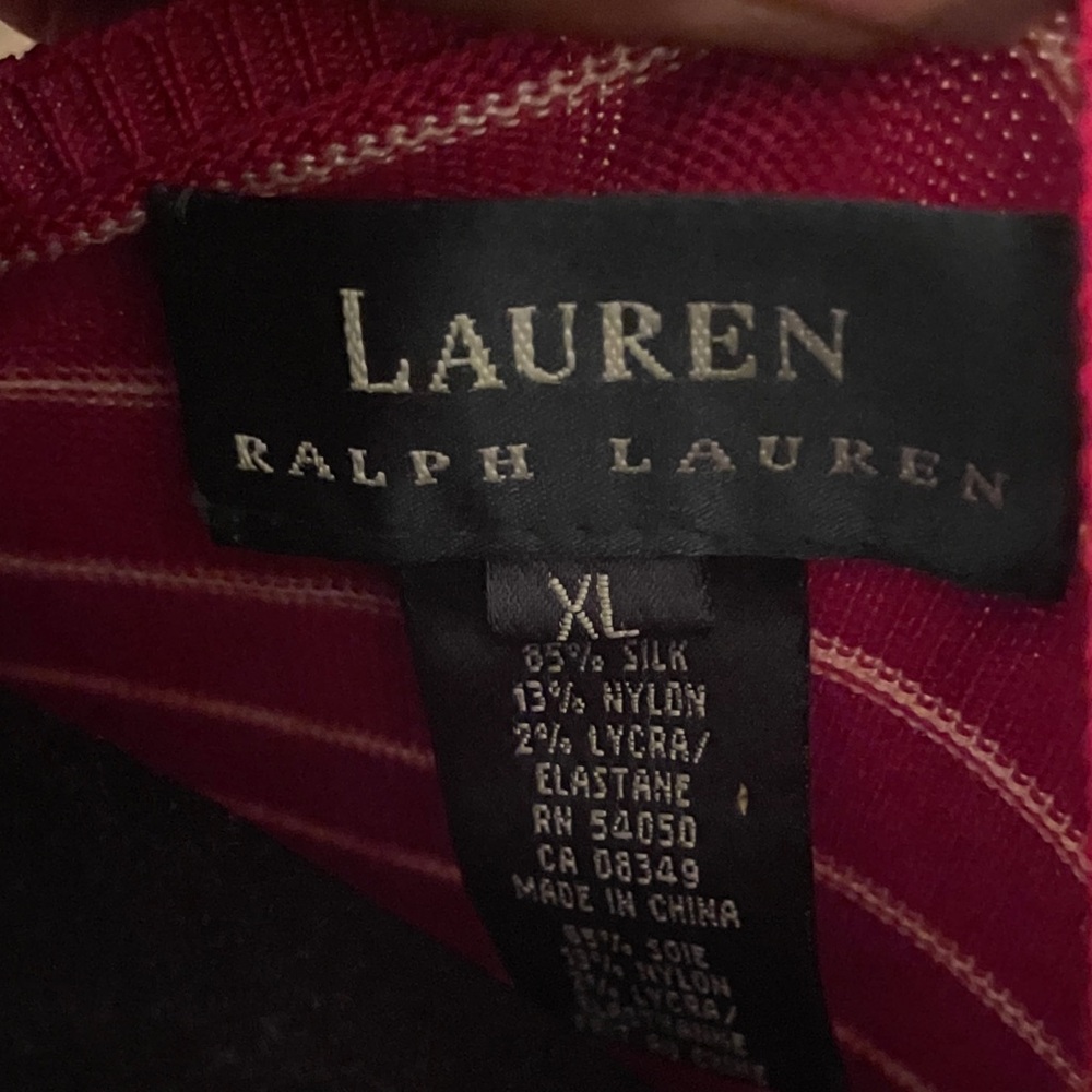 Ralph Lauren Women’s Plus Red Striped Silk Blend Long Sleeve Cardigan Plus 1X - Picture 4 of 10
